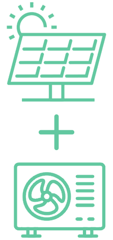 Icons Photovoltaik und Wärmepumpe